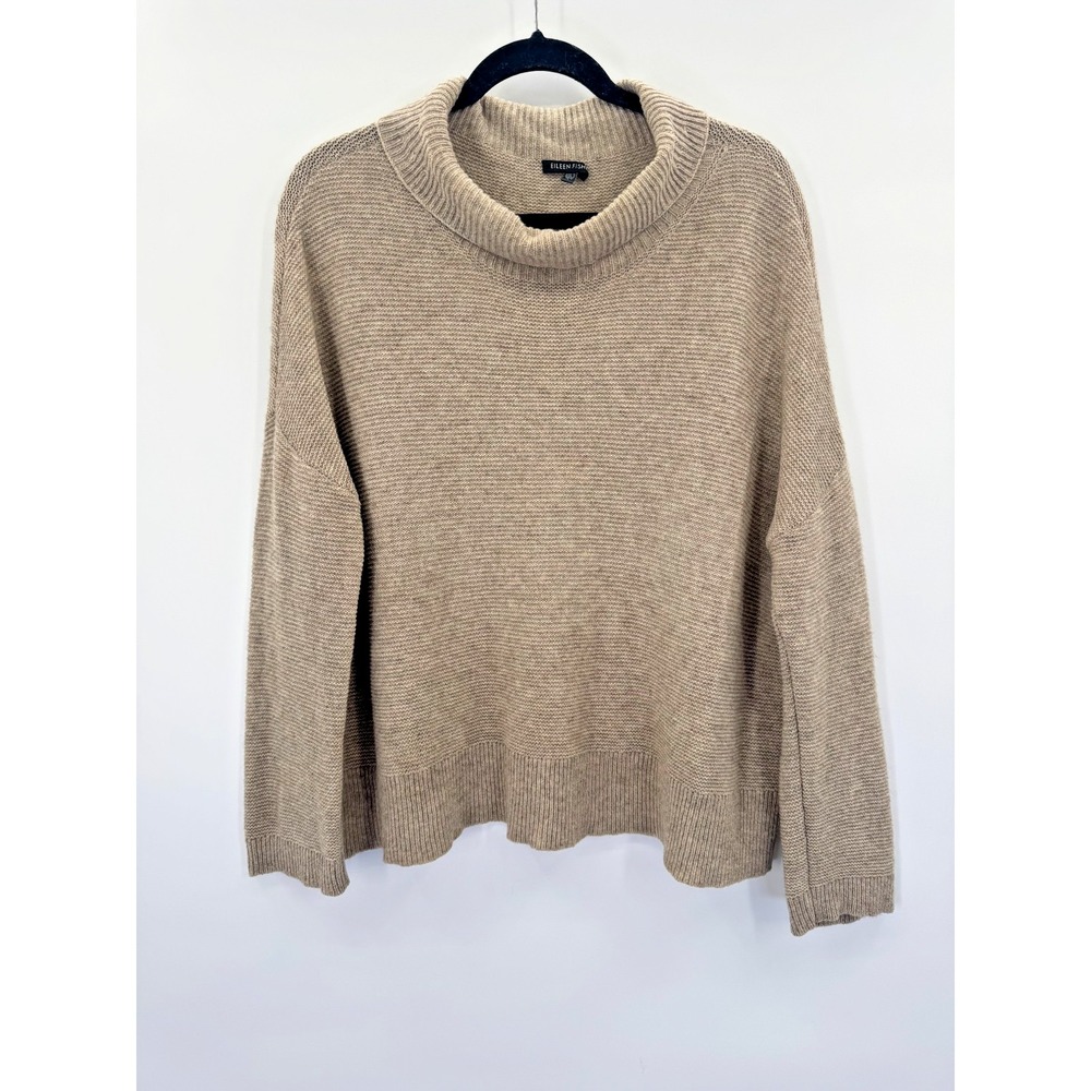 Eileen Fisher Wool Yak Turtleneck Knit Sweater S Quiet Luxury Italian Yarn Cozy